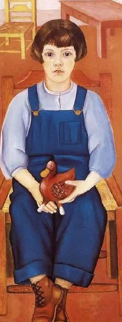 Fille assise avec canard Frida Kahlo